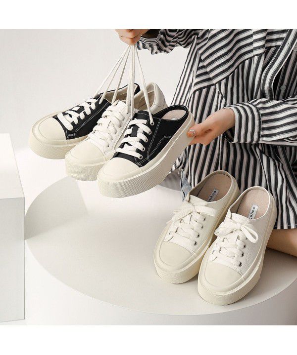 Genuine leather small white shoes, thick soled biscuit shoes, new style shoes, versatile for children, summer students, taller, small casual board shoes