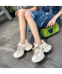New summer hollow out leather thick sole mesh suction film sole sneakers