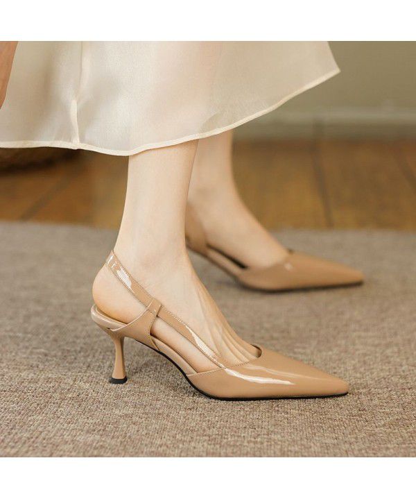 French High Heels Women's Summer Fine Heel Fairy Style Apricot Baotou Sandals