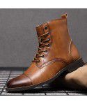 Autumn and Winter Martin Boots Fashion Large Pointed Retro Leather Boots High Top British Casual Men's Shoes