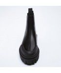 Autumn and Winter New Women's Shoes Black Round Head Thick Sole Dark Gear Shoes Chelsea boot High Heel Martin Boots