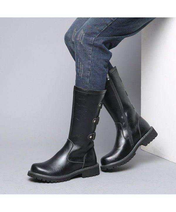 Autumn men's high boots, high riding boots, military boots, men's leather boots, zippered Martin boots