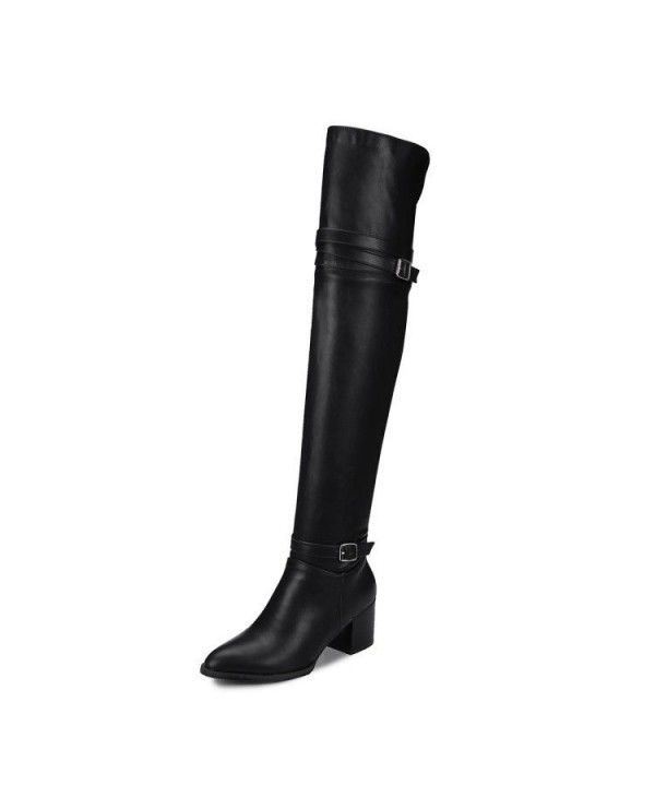 Belt buckle knee length boots for foreign trade large size women's boots