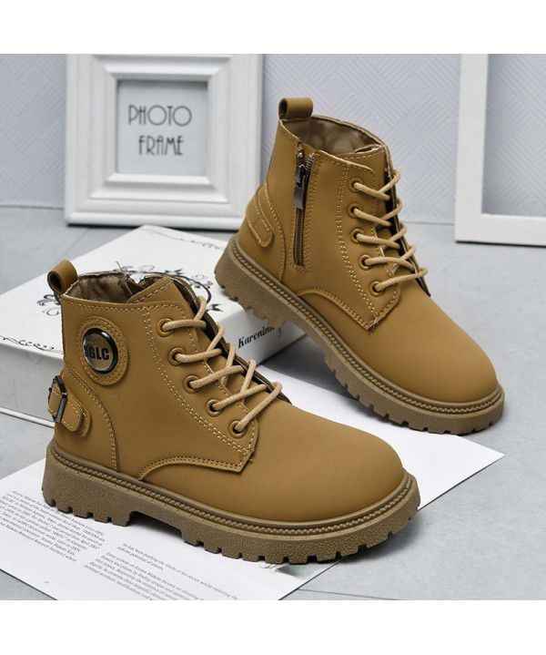 Children's Martin Boots Autumn New Boys' Vintage English Style Short Boots Girls' Fashion Boots Mid size Children's Shoes