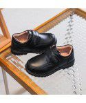 Boys' leather shoes with genuine leather and soft soles, little boys' black spring British style student performance children's shoes
