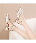 High heeled women's sandals Summer new leather pointed thick heeled women's shoes