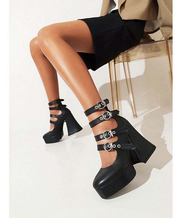 New Spring and Autumn High Heel Buckle Women's Fashion Shoes