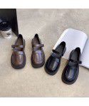 Brown Slip-on shoe Mary Jane women's shoes Flat single shoes Small leather shoes Autumn new style retro college style soft soles