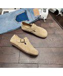 Boken shoes, women's genuine leather, autumn and winter new French lazy person, one foot soft sole, retro outer wear, casual single shoes