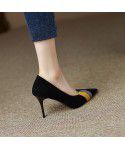 Autumn New Single Shoes Female Commuter Comfortable High Heels Pointed High Heels Shallow Heels Colored Fashion Single Shoes Female