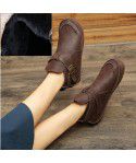 Autumn and Winter New Art Retro Martin Boots Women's Genuine Leather Cotton Boots Sen Series Boots