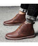 Autumn and Winter New High Top Leather Shoes Men's High Top British Style Martin Boots Casual Fashion Short Boots Large Men's Shoes