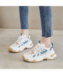 Girls' thick soled dad shoes increase height, autumn and winter plush retro white casual shoes, seasonal trend, versatile sports shoes for women