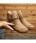 Autumn and Winter New Art Retro Martin Boots Women's Genuine Leather Cotton Boots Sen Series Boots