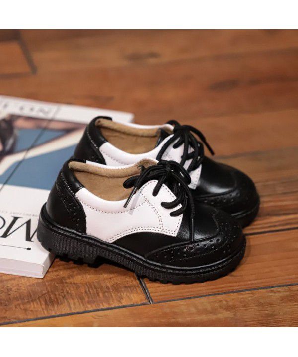 Children's Leather Shoes Spring New Boys' Leather Shoes Girls' Black Leather Shoes Genuine Leather Middle Big Children's Cowhide Single Shoes Baby