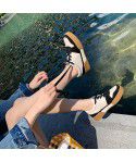 Sports Dad Shoes Round Toe Lace up Thick Sole Casual Low Top Board Shoes for Women