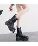 Chelsea boot Women's thick soled Martin boots Women's English leather short boots sponge soled leather shoes