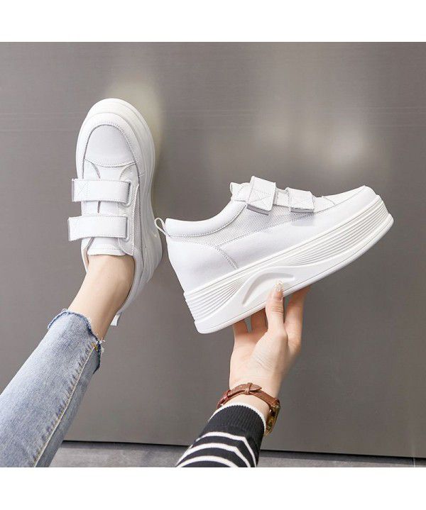 Cowhide Little White Shoes Women's Summer New Mesh Breathable Women's Shoes Velcro Sports Casual Board Shoes