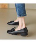 New Full Leather Cowhide Inside and Outside, Comfortable Soft Sole Style Bow Tie Single Shoe for Women