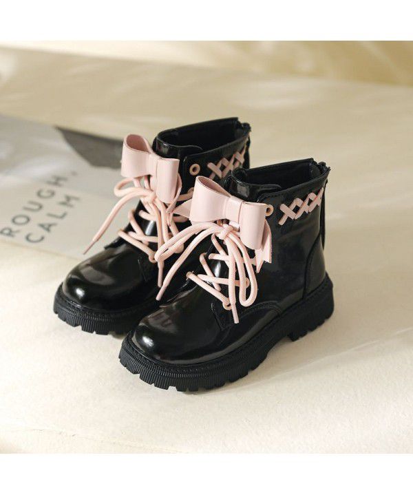 Girls' shoes Martin boots Spring and Autumn new princess single boots Children's winter leather boots Soft baby short boots