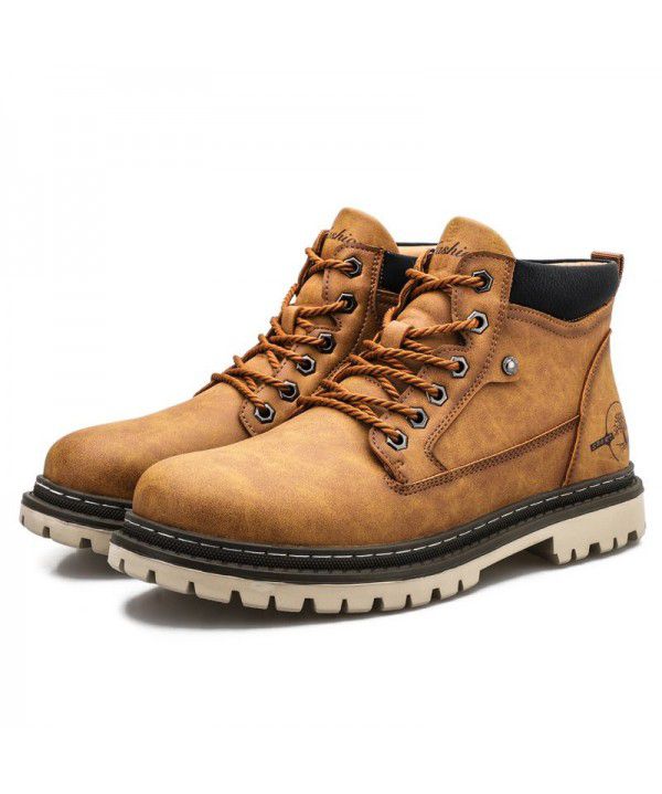 Men's shoe trend: workwear boots, autumn British style high top Martin boots, workwear shoes, boots, trendy men's workwear boots