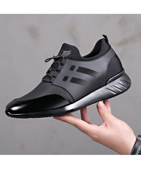 Men's shoes, spring and summer new outdoor sports and leisure shoes, Korean version with elevated height, men's single shoe leather shoes, men's