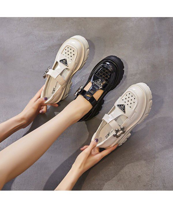Mary Jane Shoes Women's English Style Small Leather Shoes New Women's Shoes Summer Thick Heels Shoes Shallow Mouth Casual Lefu Single Shoes