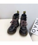 Autumn and Winter New Children's Shoes Children's English Cowhide Martin Boots Boys and Girls' Side Zipper Motorcycle Leather Boots