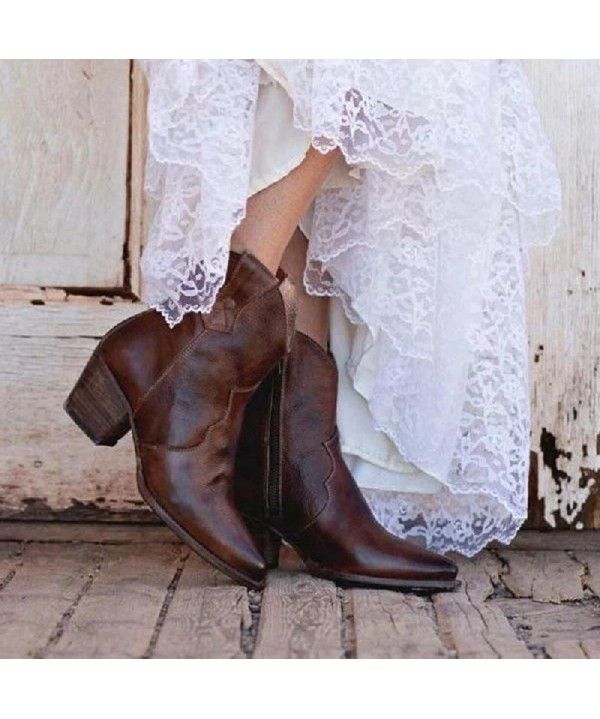 Autumn and Winter New Women's Shoes Pointed Thick Heels Knight Boots Large Short Boots Women's Shoes