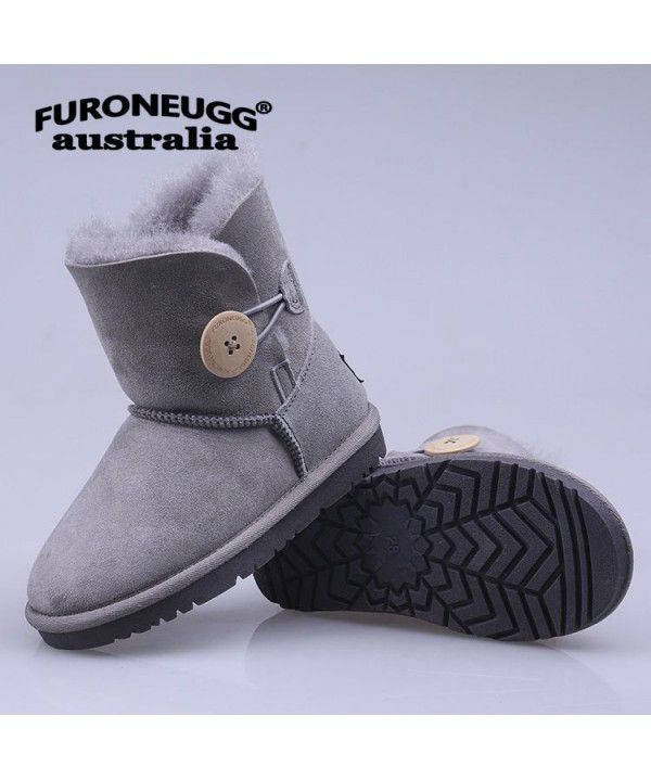Autumn and Winter Parent-child Warm Children's Snow Boots Anti slip Cow Rib Sole Mid Sleeve Girls' Leather Boots Cotton Boots