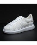 Breathable hollow out small white shoes for men's spring new thick soles, elevated sports couple shoes, casual women's shoes