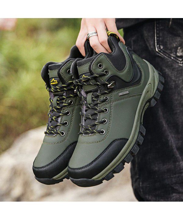 Autumn Oversized Mountaineering Shoes Men's Outdoor Keystep Travel Shoes Oversized plush insulated cotton shoes Cross border casual shoes Men