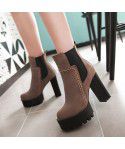 Autumn and Winter New European and American Fashion Short Boots Thick Heel Super High Heel Size