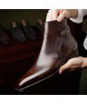 Autumn and Winter New Square Head Low Barrel Thick Heel Belt Buckle Short Boots Men's Boots Quick Sale