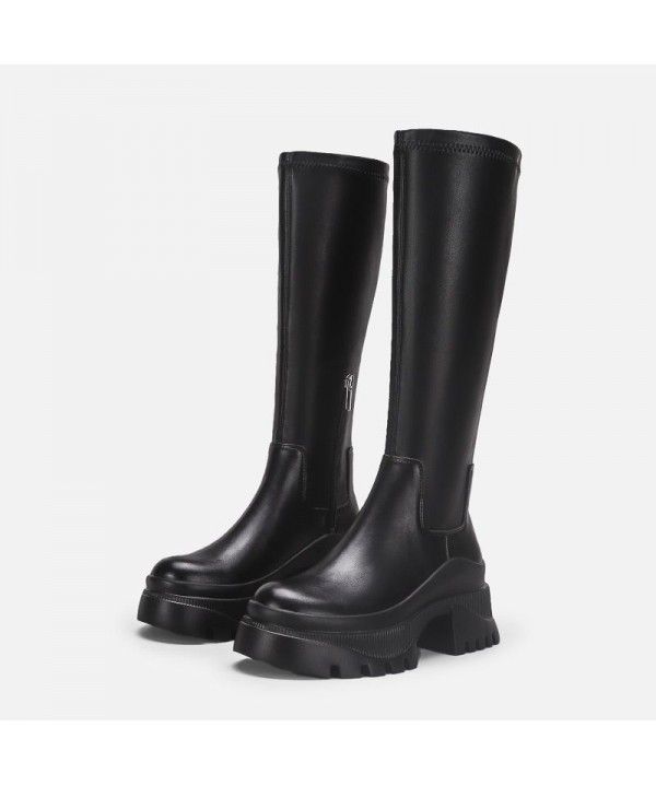 High boots, new black high rise and slimming knight boots, Martin boots below knee height