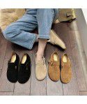Boken shoes, women's genuine leather, autumn and winter new French lazy person, one foot soft sole, retro outer wear, casual single shoes